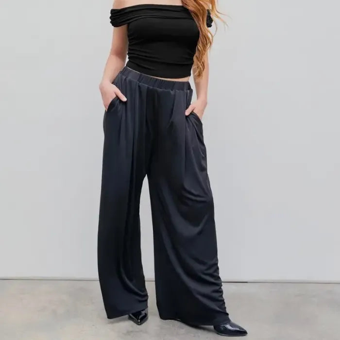 🔥LAST DAY SALE- ONLY £13.99!!⚡80K+ SOLD!💝Women's High Elastic Wide Leg Pants with Pocket