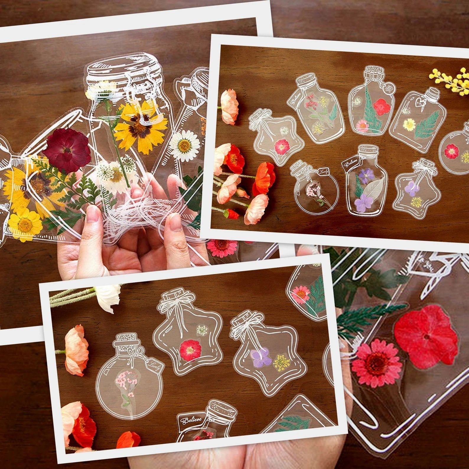 20pcs Transparent Dried Flower Bookmarks-DIY Gifts Bookmarks