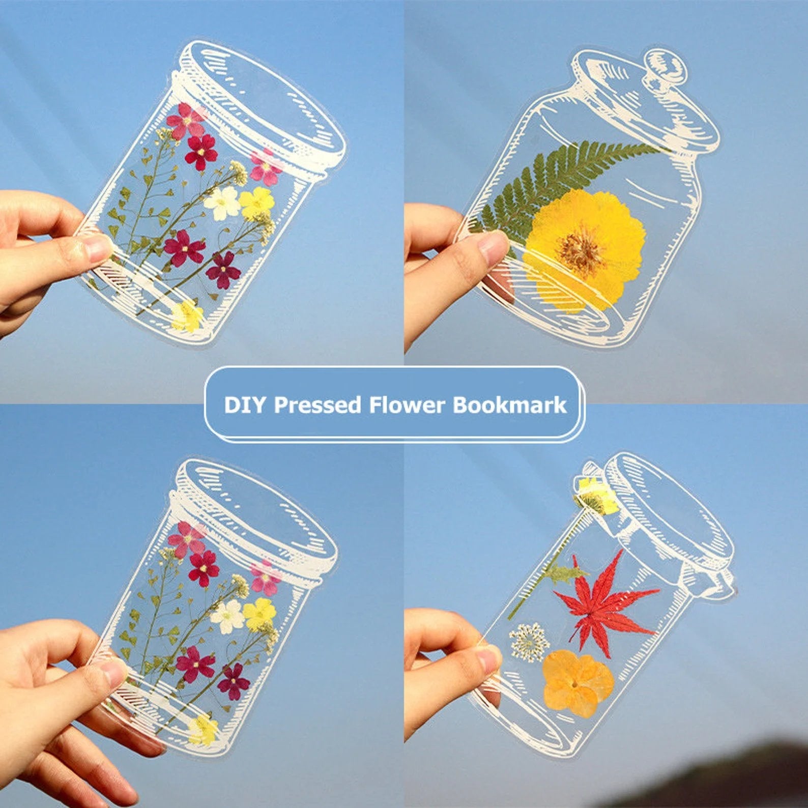20pcs Transparent Dried Flower Bookmarks-DIY Gifts Bookmarks