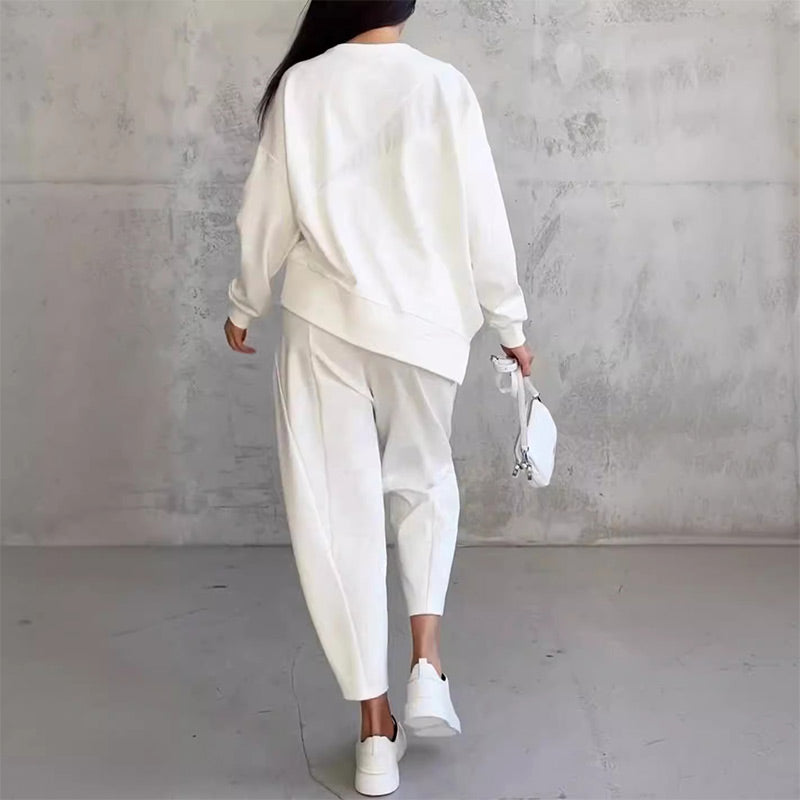 ⏰Limited Time Offer 50% OFF🧡Women Long-Sleeve Irregular Hem Sweatshirts & Pants Set