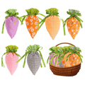🥕Easter Carrot Goodie Bags | Fabric Drawstring – 6 Plaid Patterns, Reusable for Egg Hunts & Party Favors 🐣