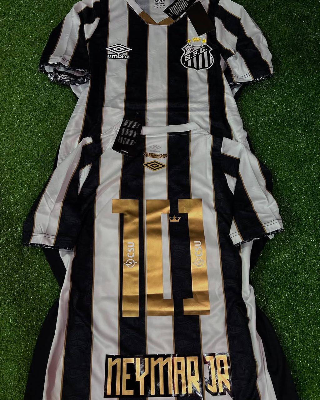Neymar Jr Santos Striped Black Football Jersey