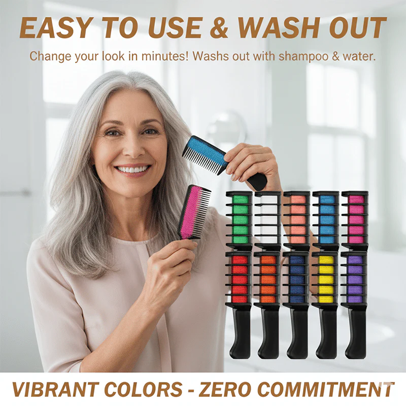 📢📢Buy 2 Get 1 Free⏰Temporary Hair Dye Chalk Comb- Cruelty Free